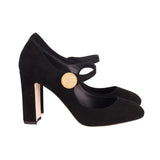 Black Maryjane Pumps with Pearl Detail