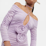 Ruched Off-shoulder Mini Dress