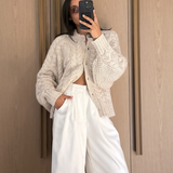 Tom Chalk Cable Knit Cardigan