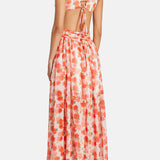 Cassini Flutter Sleeve Cut Out Ruffle Lace Back Maxi Dress