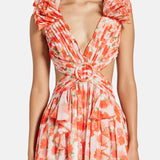 Cassini Flutter Sleeve Cut Out Ruffle Lace Back Maxi Dress