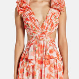Cassini Flutter Sleeve Cut Out Ruffle Lace Back Maxi Dress