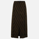 Fendi FF Motif Pencil Midi Skirt (Brown/Black)