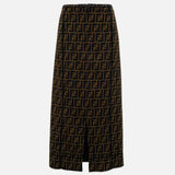 Fendi FF Motif Pencil Midi Skirt (Brown/Black)
