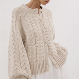 Tom Chalk Cable Knit Cardigan