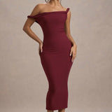 Salome Berry Twisted Asymmetric Midi Dress