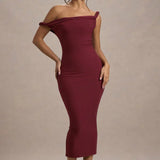 Salome Berry Twisted Asymmetric Midi Dress