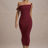 Salome Berry Twisted Asymmetric Midi Dress
