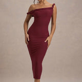 Salome Berry Twisted Asymmetric Midi Dress
