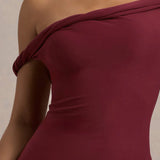 Salome Berry Twisted Asymmetric Midi Dress