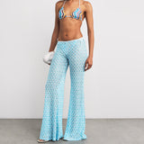Metallic-Crochet Flared Trousers