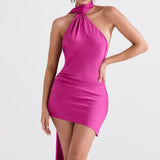 Aida Asymmetric Wrap Neck Dress