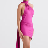 Aida Asymmetric Wrap Neck Dress