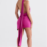 Aida Asymmetric Wrap Neck Dress