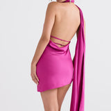 Aida Asymmetric Wrap Neck Dress