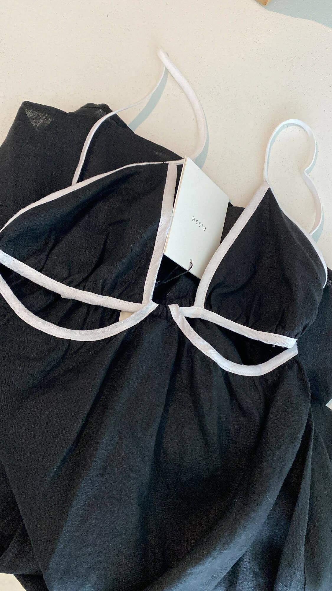 Aiden Black Linen Binding Dress - Endless - UAE Rental and Resale for Women's Fashion