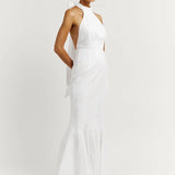 Aisle White Linen High Neck Dress - Endless - UAE Rental and Resale for Women's Fashion
