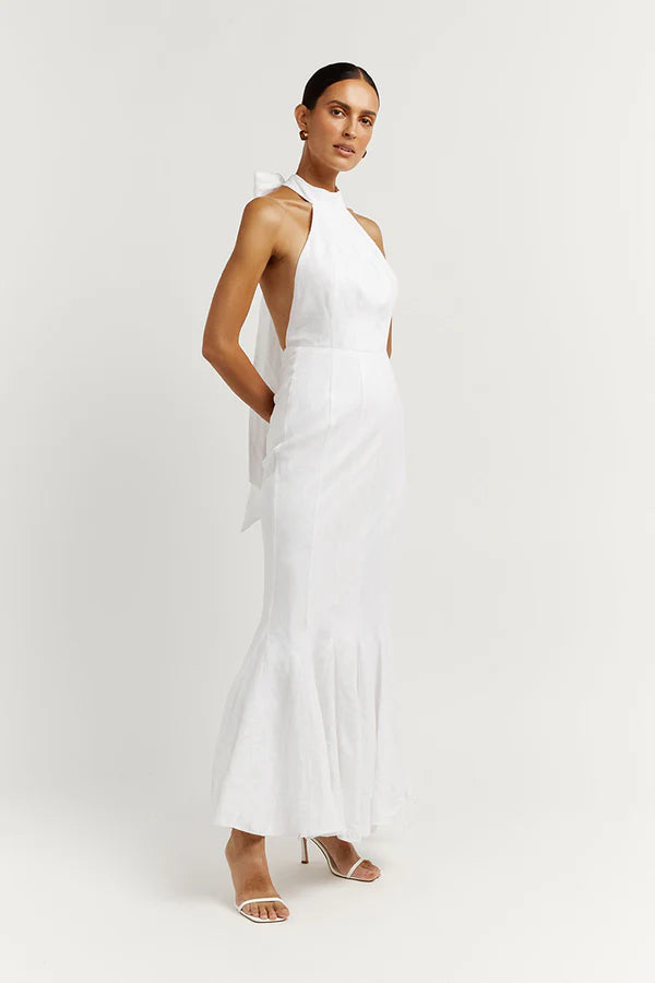 Aisle White Linen High Neck Dress - Endless - UAE Rental and Resale for Women's Fashion