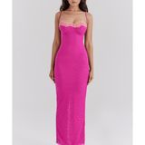 Aiza Raspberry Lace Trimmed Maxi Dress - Endless - UAE Rental and Resale for Women's Fashion