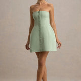 Anniston Bandeau Tailored Button Mini Dress - Endless - UAE Rental and Resale for Women's Fashion