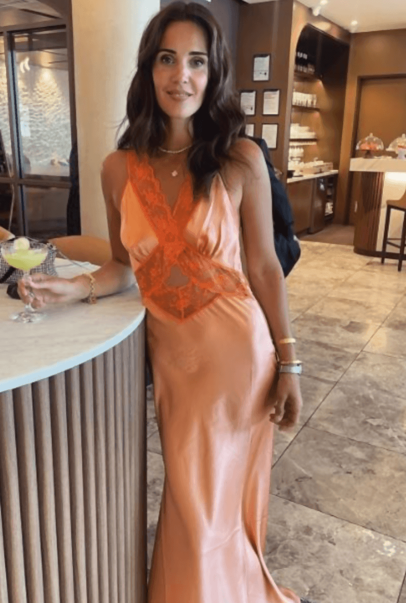 Aries Cut Out Gown in Orange Peach - Endless - UAE Rental and Resale for Women's Fashion