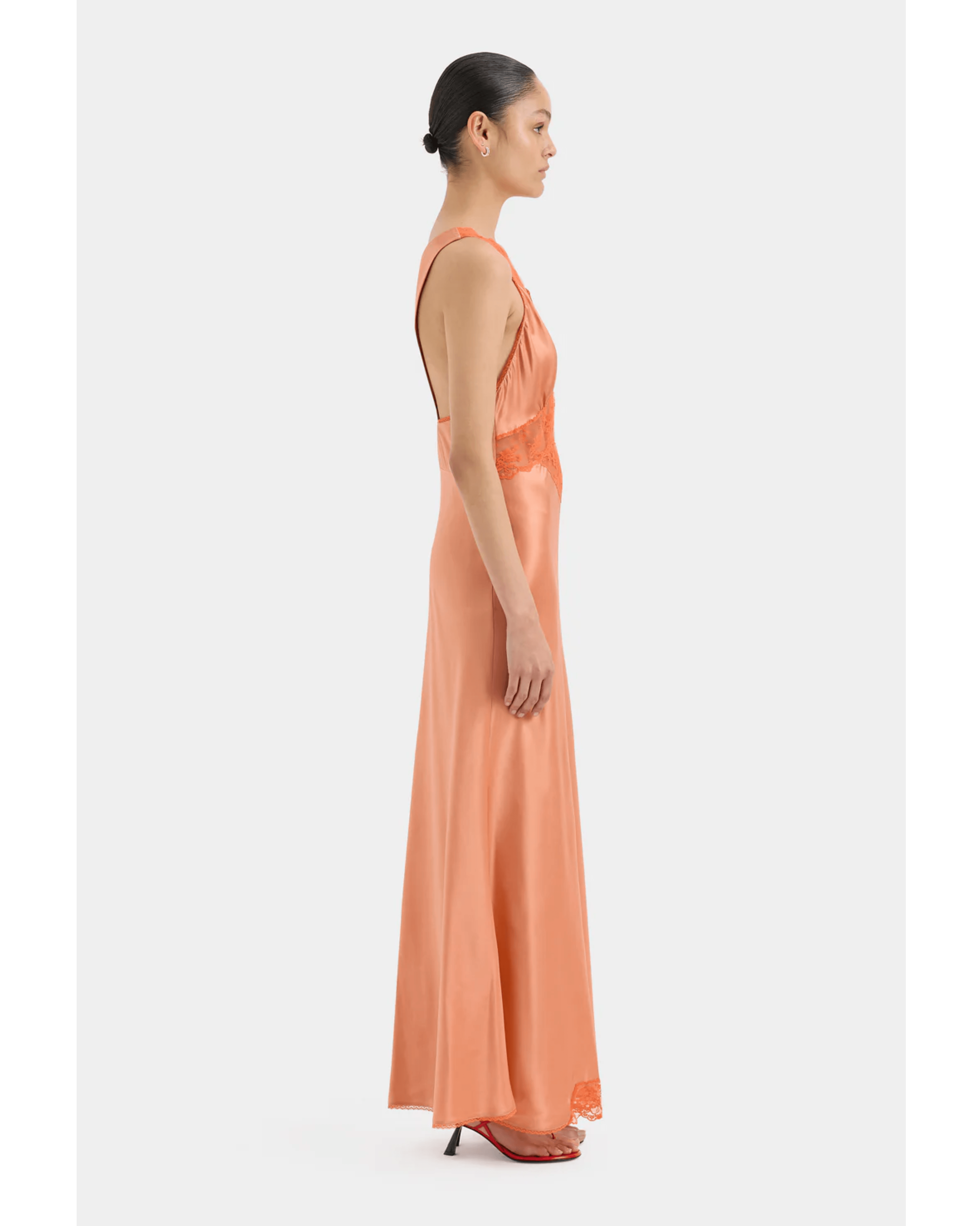 Aries Cut Out Gown in Orange Peach - Endless - UAE Rental and Resale for Women's Fashion