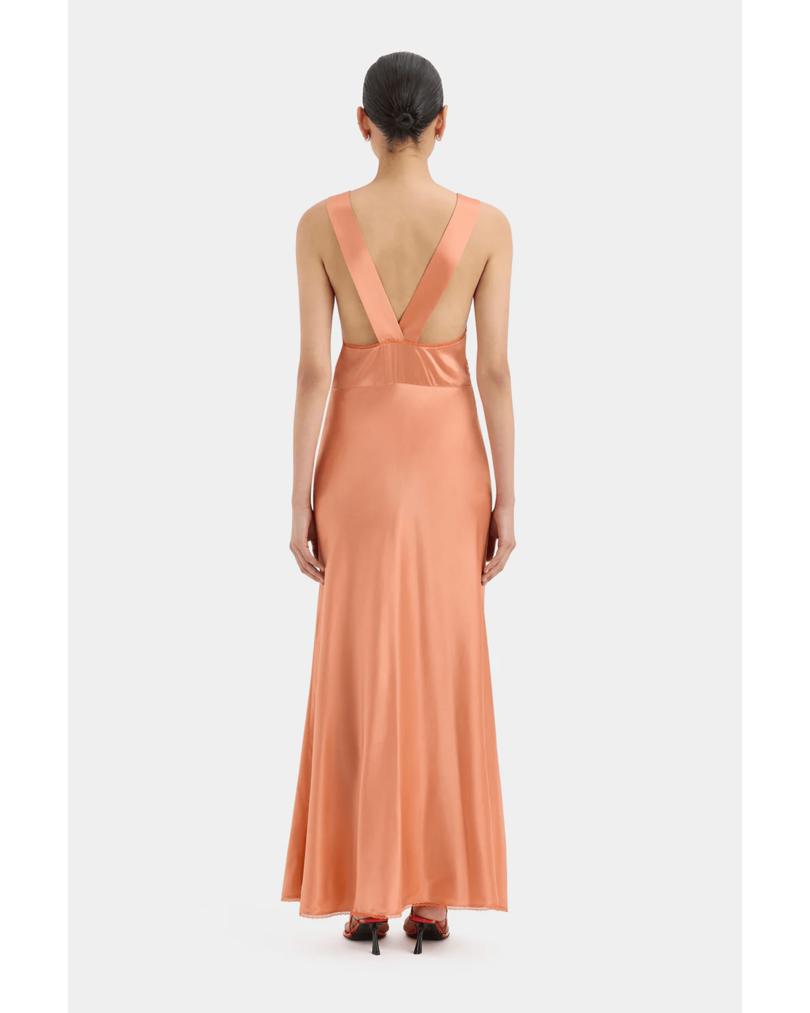 Aries Cut Out Gown in Orange Peach - Endless - UAE Rental and Resale for Women's Fashion