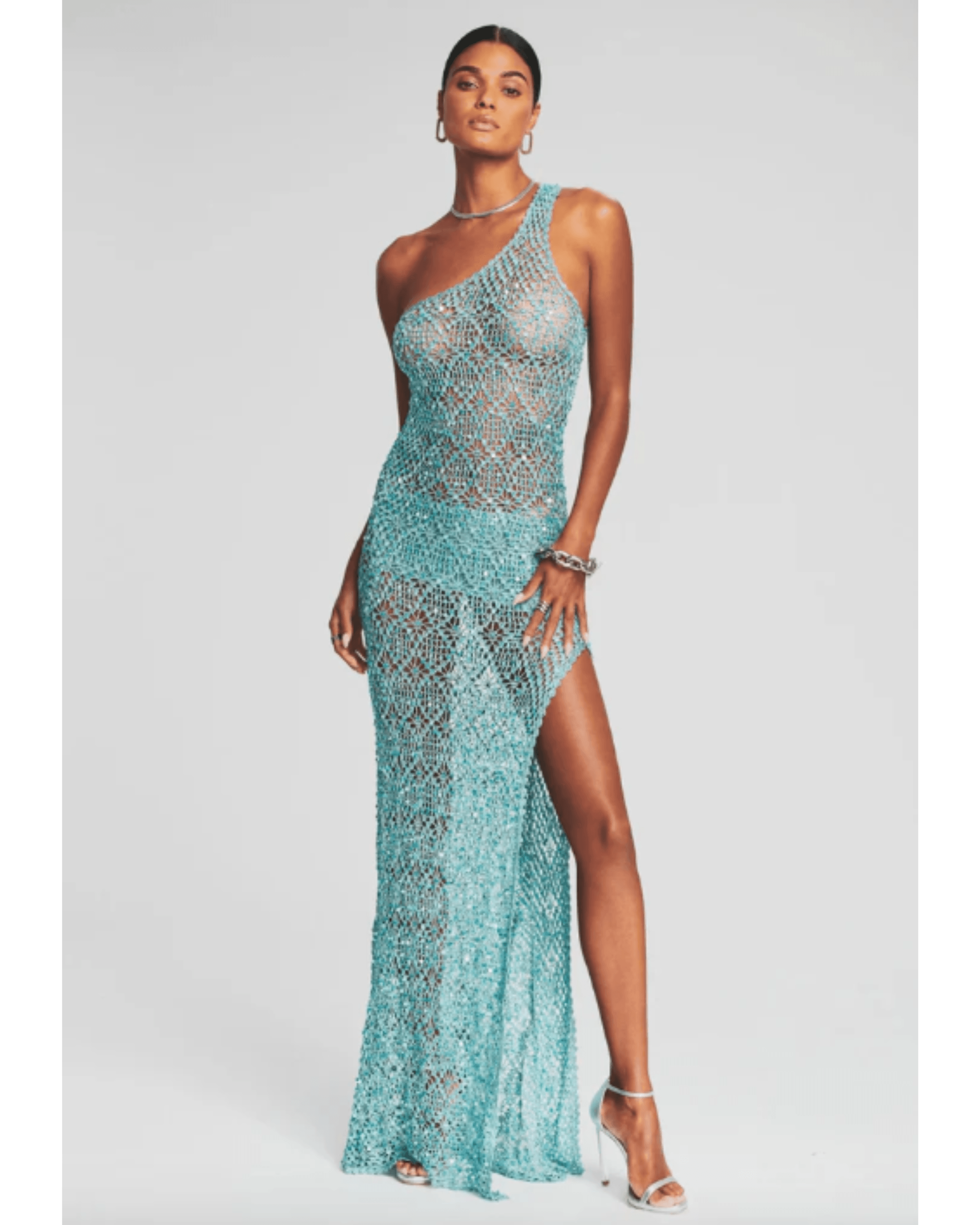 Askala Sequin Crochet Turquoise Dress - Endless - UAE Rental and Resale for Women's Fashion