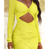Asymmetric Neck Cut Out Ruched Mini Dress - Endless - UAE Rental and Resale for Women's Fashion