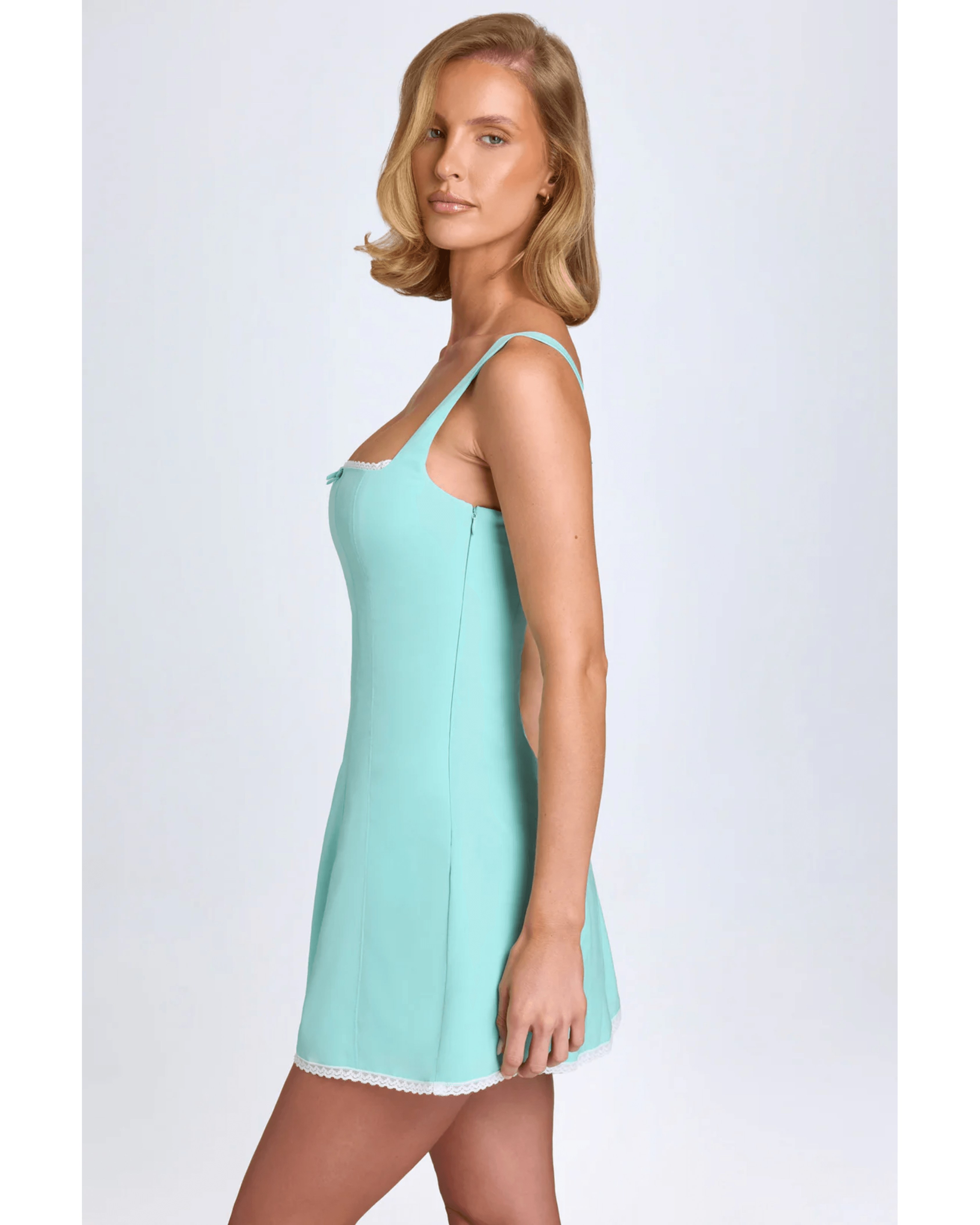 Aubrielle Lace-Trim Mini Dress - Endless - UAE Rental and Resale for Women's Fashion