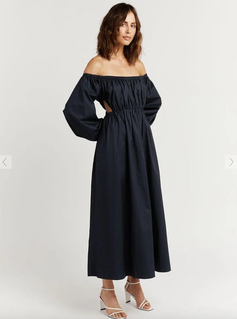 Ava Ink Off Shoulder Midi Dress - Endless - UAE Rental and Resale for Women's Fashion