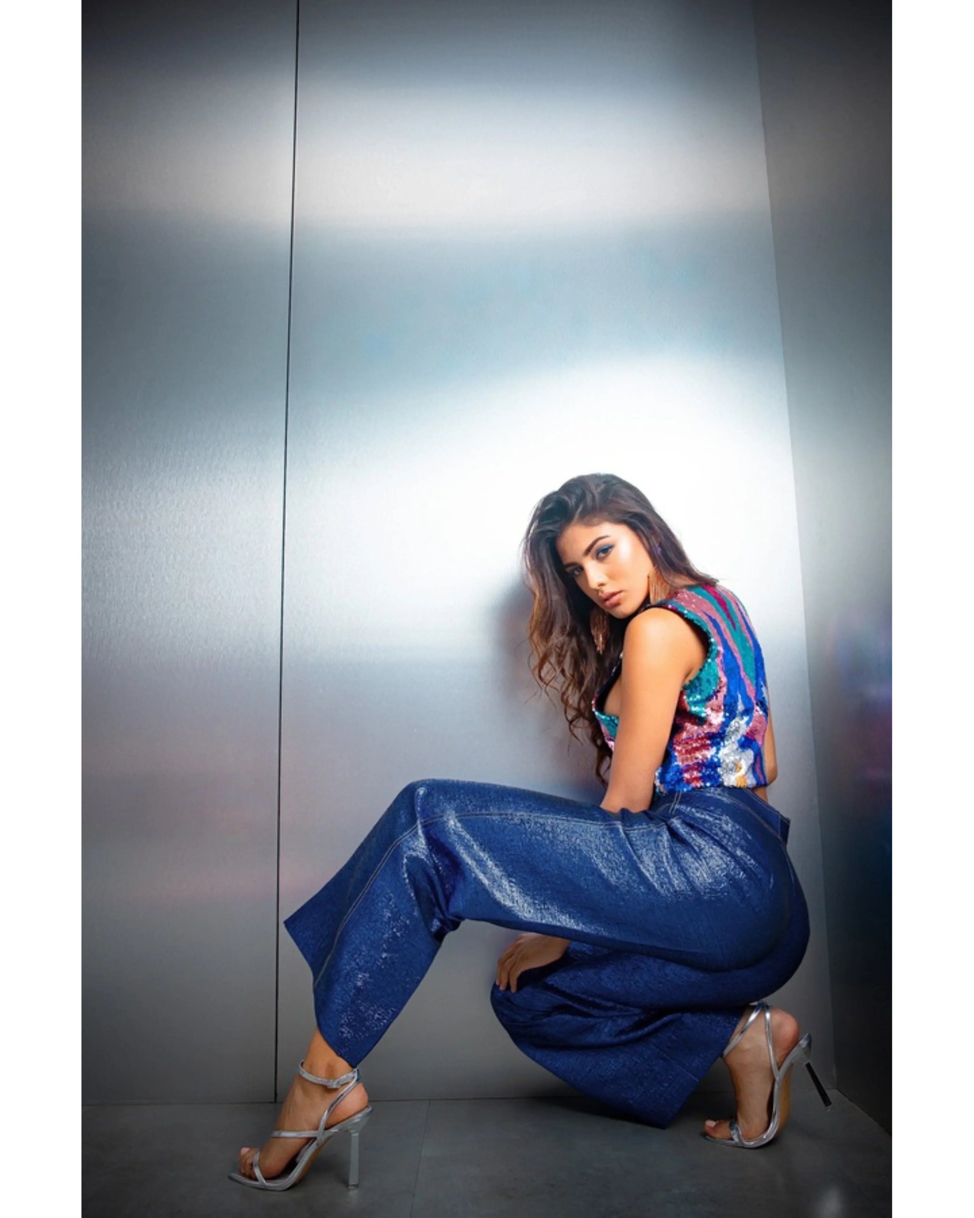 Azure Metalic Trouser - Endless - UAE Rental and Resale for Women's Fashion