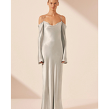 La Lune Off Shoulder Tie Maxi Dress