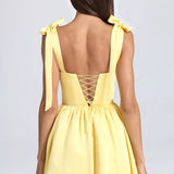Bellamy Draped Corset Mini Dress in Lemon Sherbet