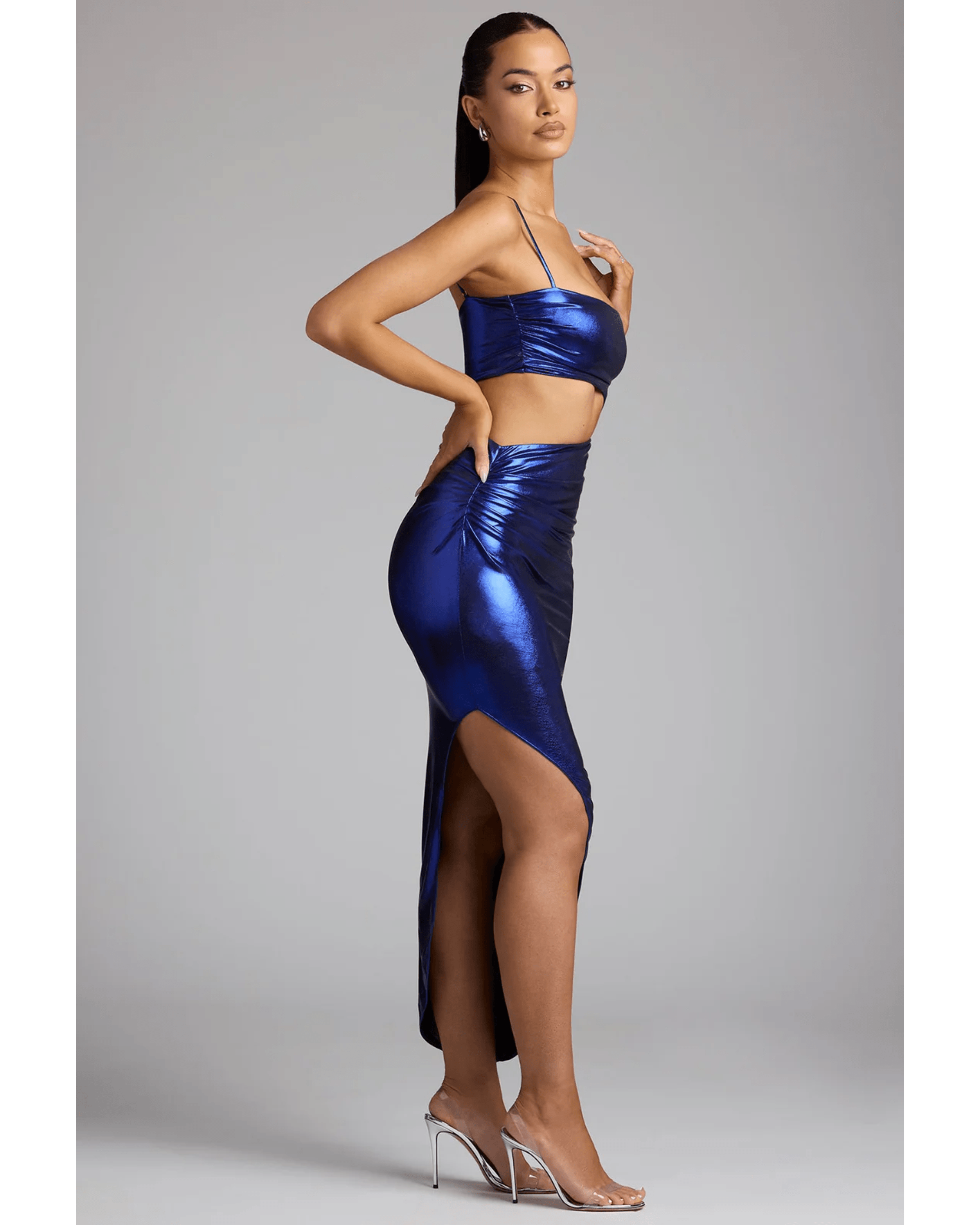 Bahati Draped Metallic Jersey Maxi Dress - Endless - UAE Rental and Resale for Women's Fashion