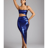 Bahati Draped Metallic Jersey Maxi Dress - Endless - UAE Rental and Resale for Women's Fashion