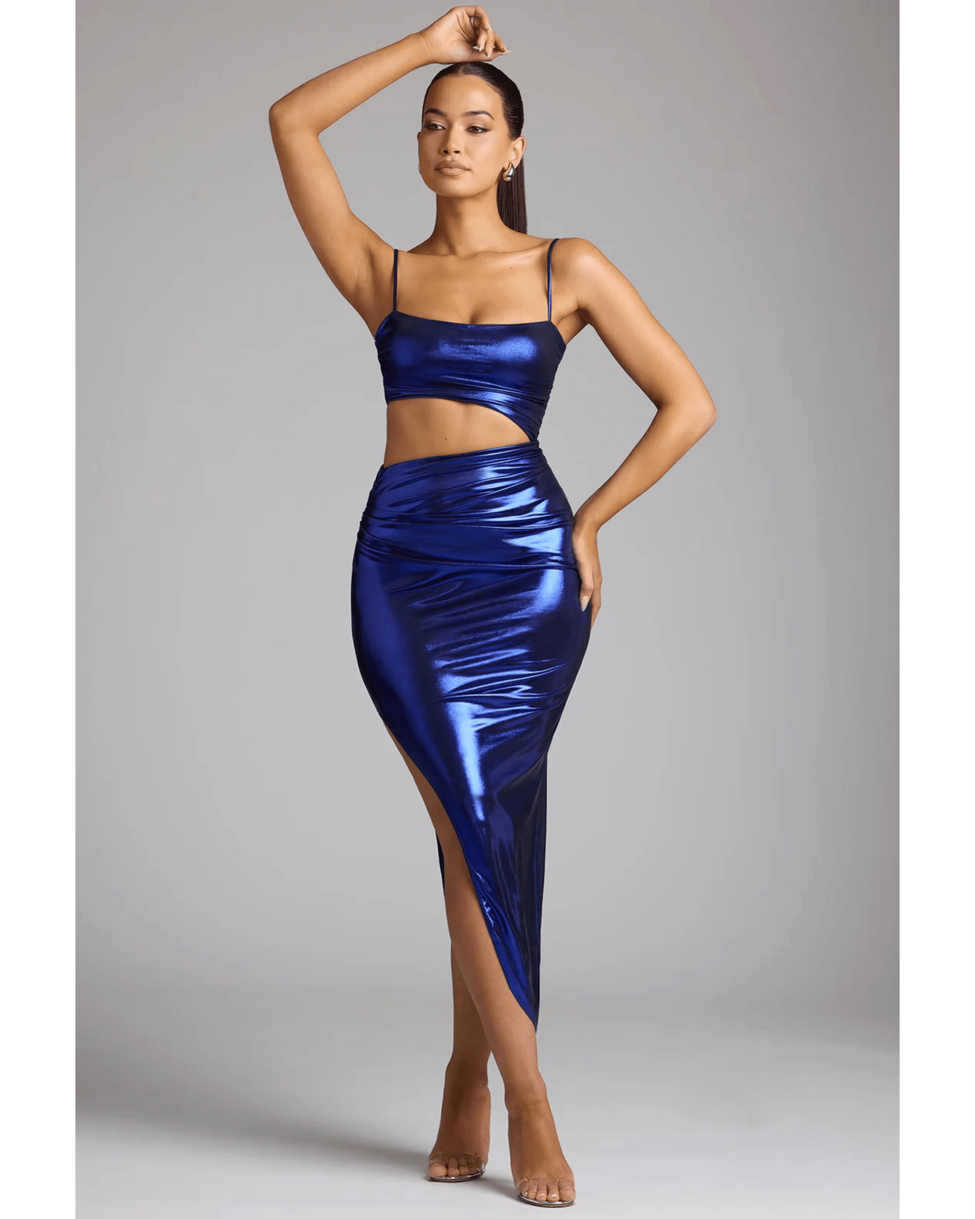 Bahati Draped Metallic Jersey Maxi Dress - Endless - UAE Rental and Resale for Women's Fashion