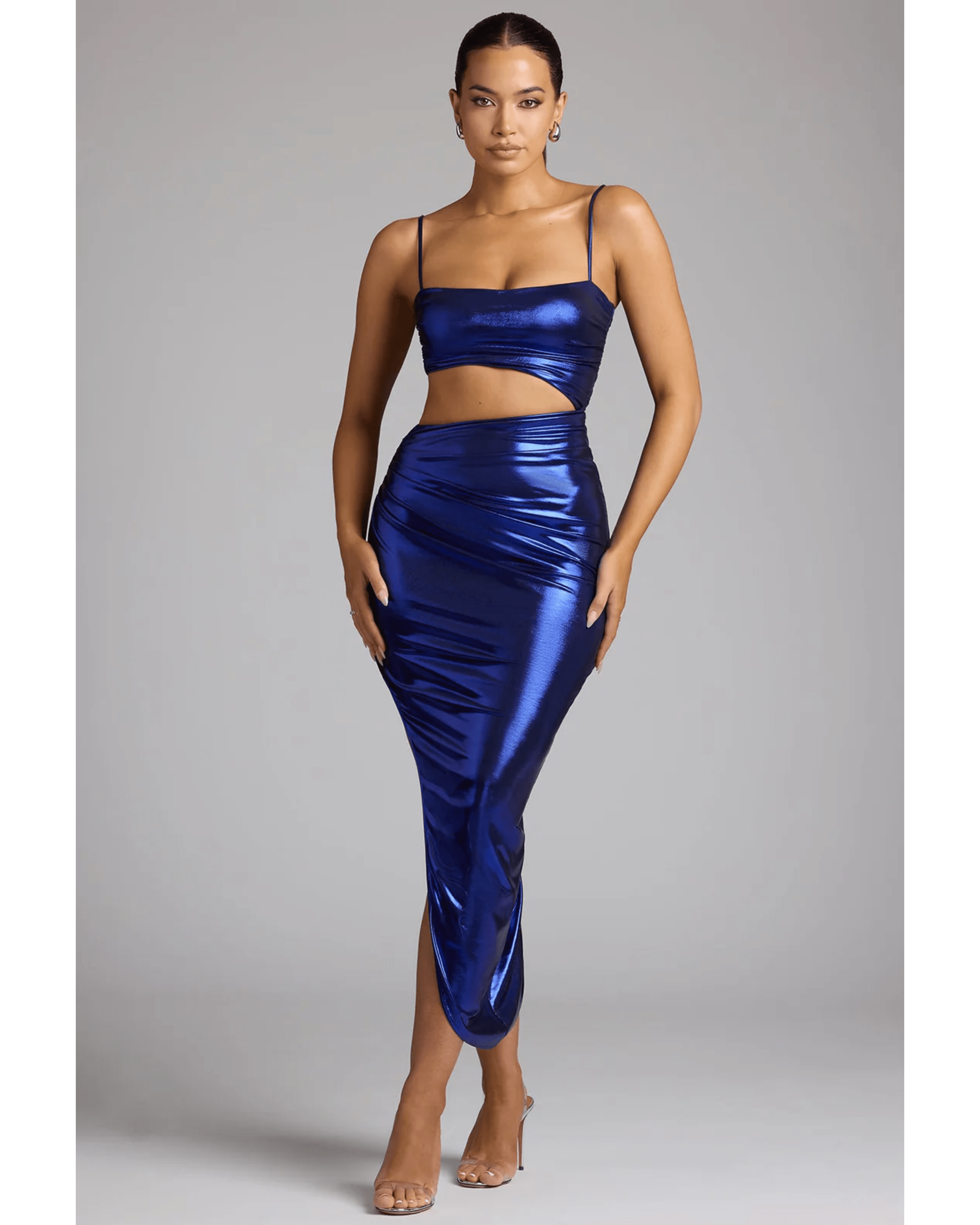 Bahati Draped Metallic Jersey Maxi Dress - Endless - UAE Rental and Resale for Women's Fashion