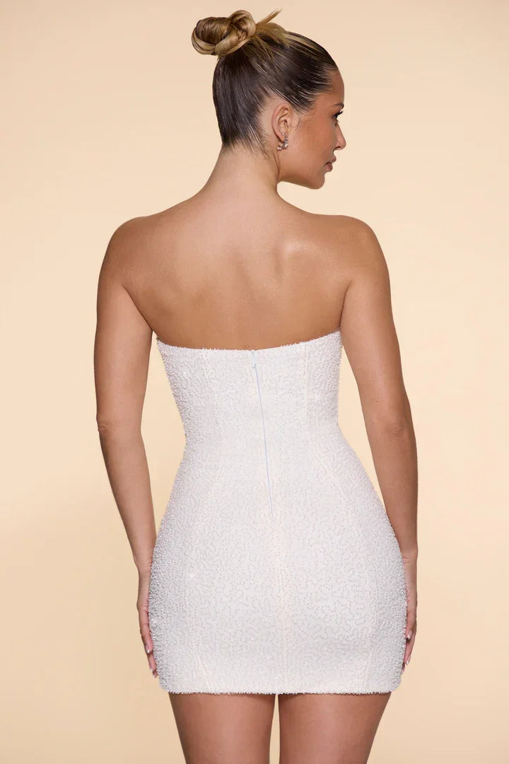 Basel Embellished Strapless Cowl Neck Mini Dress - Endless - UAE Rental and Resale for Women's Fashion