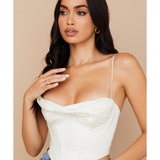 Bea Ivory Satin Draped Corset - Endless - UAE Rental and Resale for Women's Fashion
