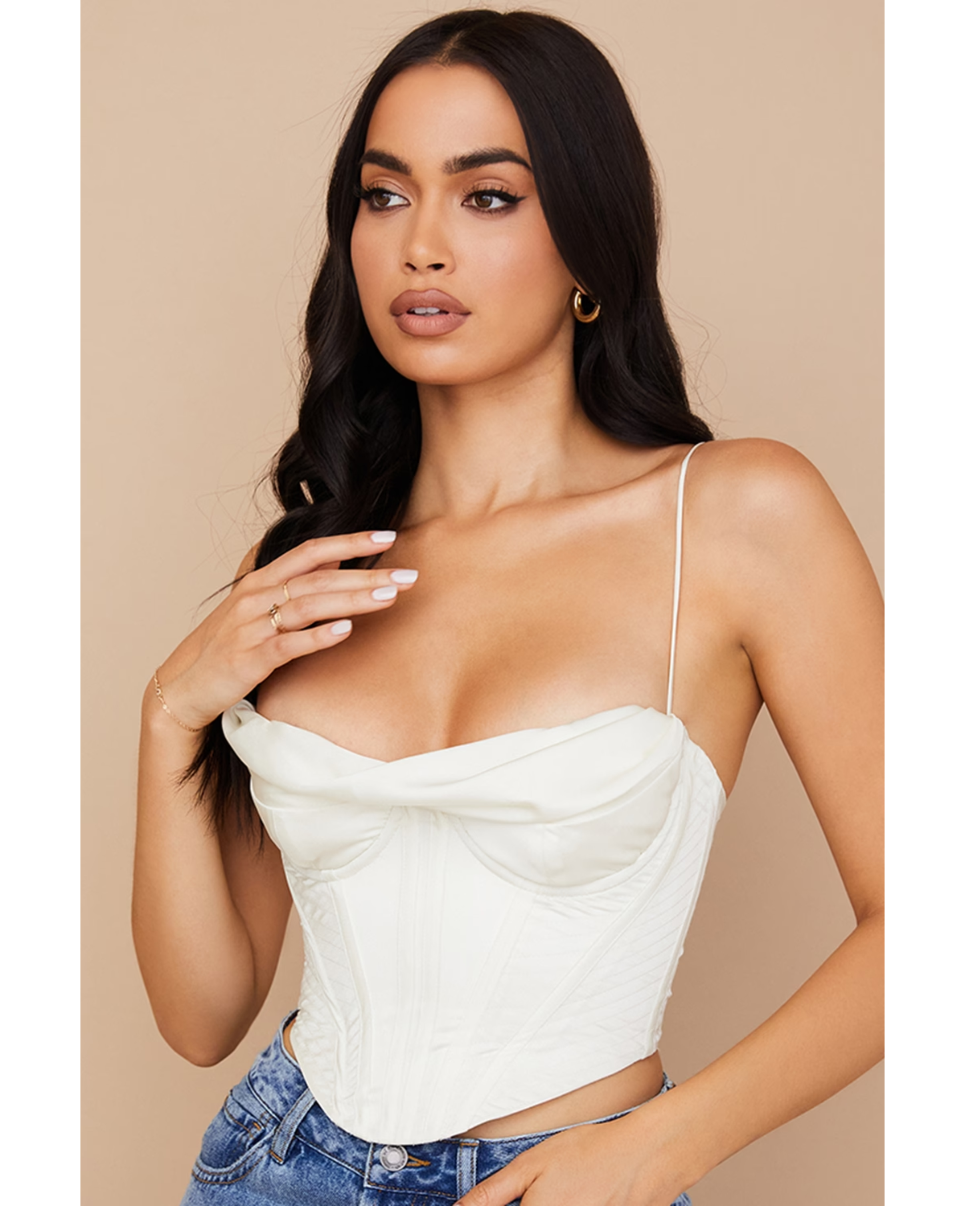 Bea Ivory Satin Draped Corset - Endless - UAE Rental and Resale for Women's Fashion