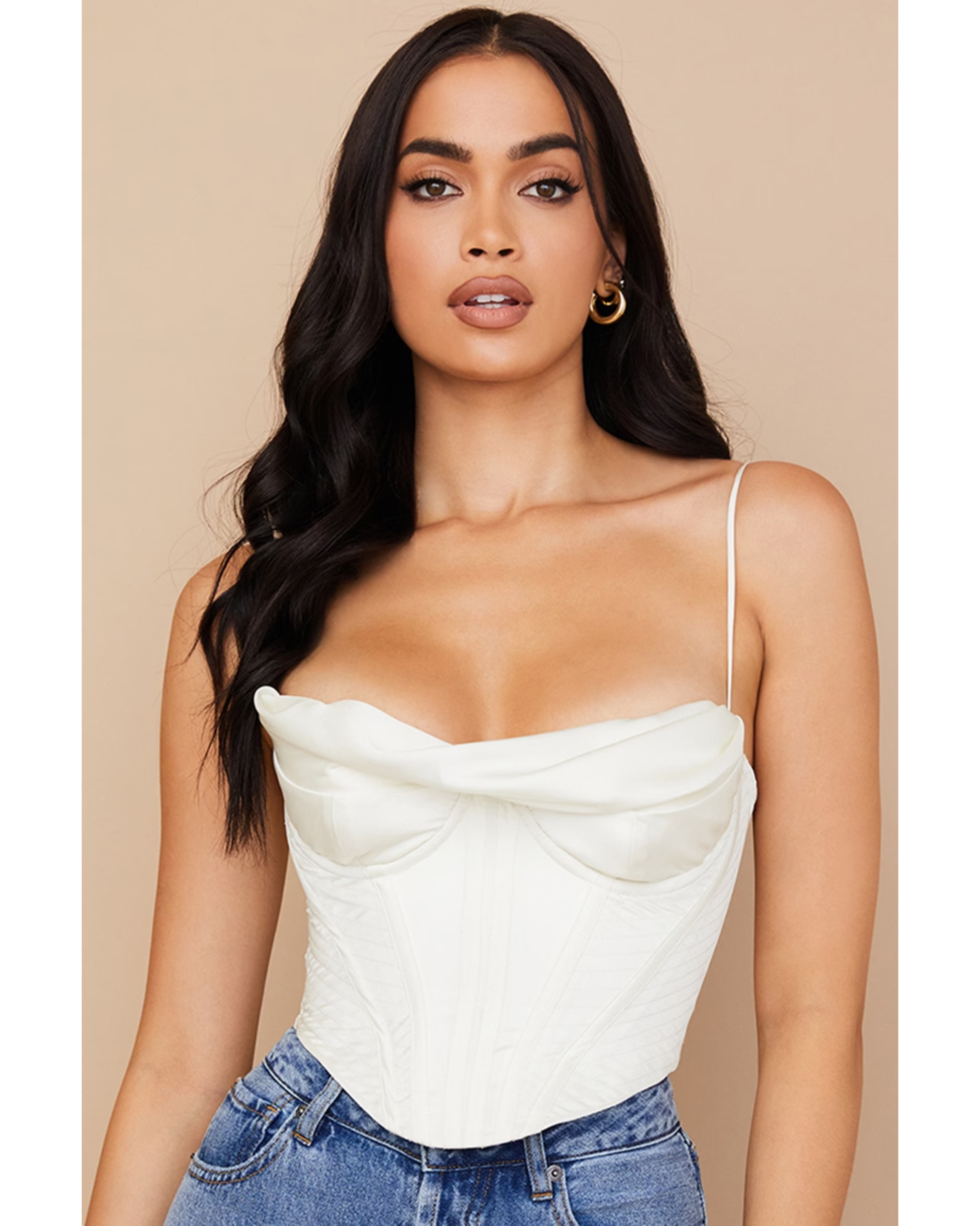 Bea Ivory Satin Draped Corset - Endless - UAE Rental and Resale for Women's Fashion