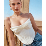 Bea Ivory Satin Draped Corset - Endless - UAE Rental and Resale for Women's Fashion