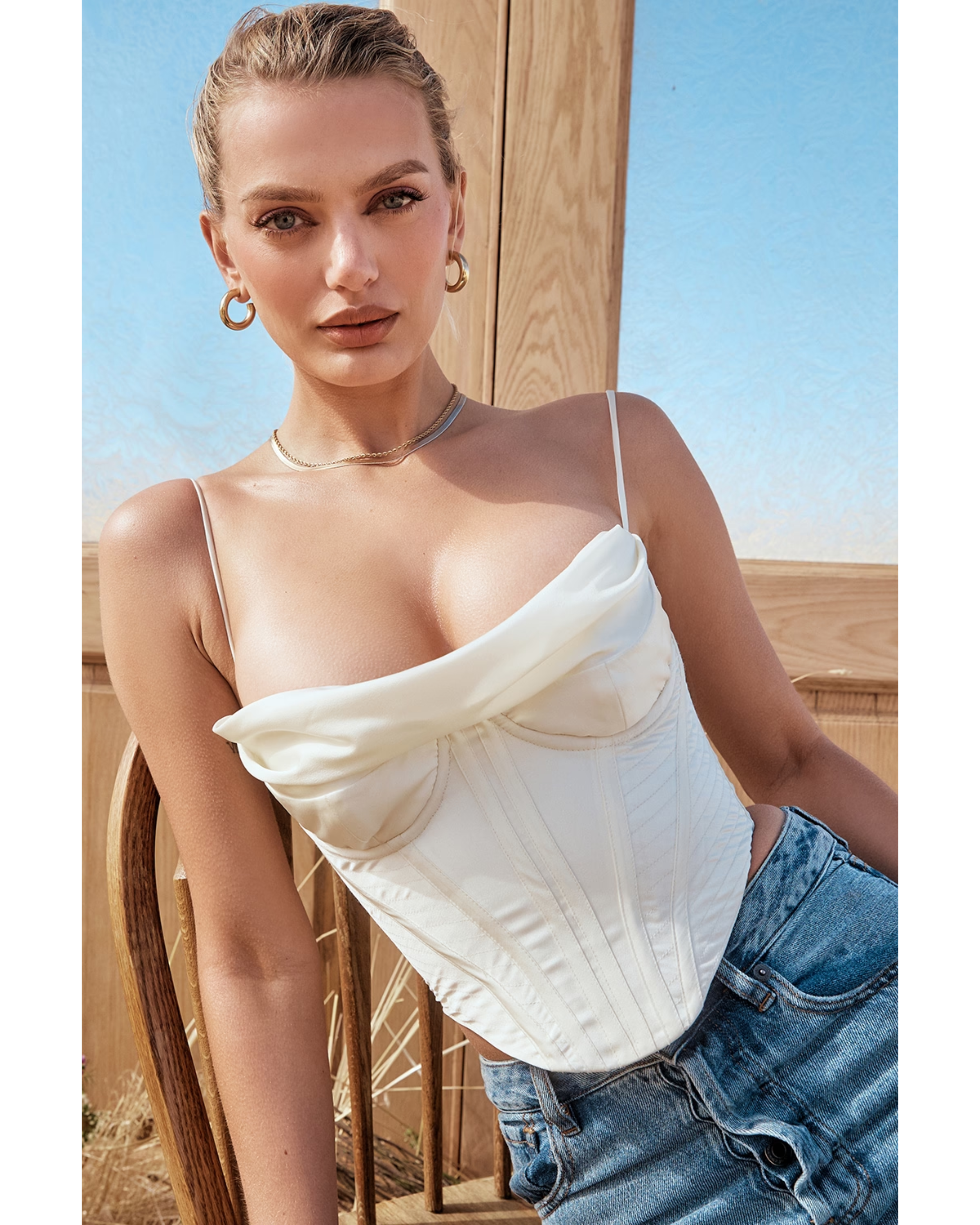 Bea Ivory Satin Draped Corset - Endless - UAE Rental and Resale for Women's Fashion