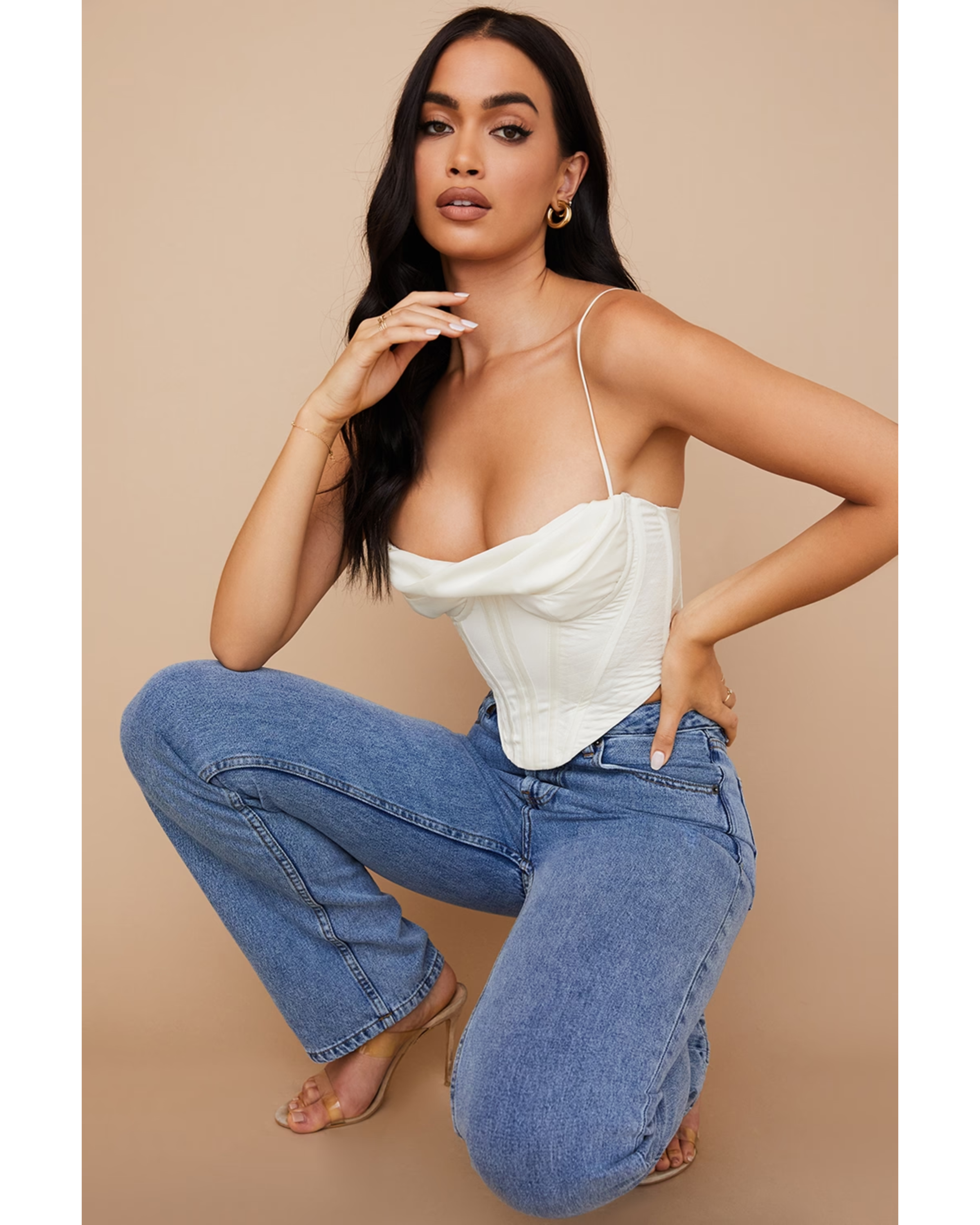 Bea Ivory Satin Draped Corset - Endless - UAE Rental and Resale for Women's Fashion