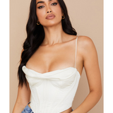 Bea Ivory Satin Draped Corset - Endless - UAE Rental and Resale for Women's Fashion