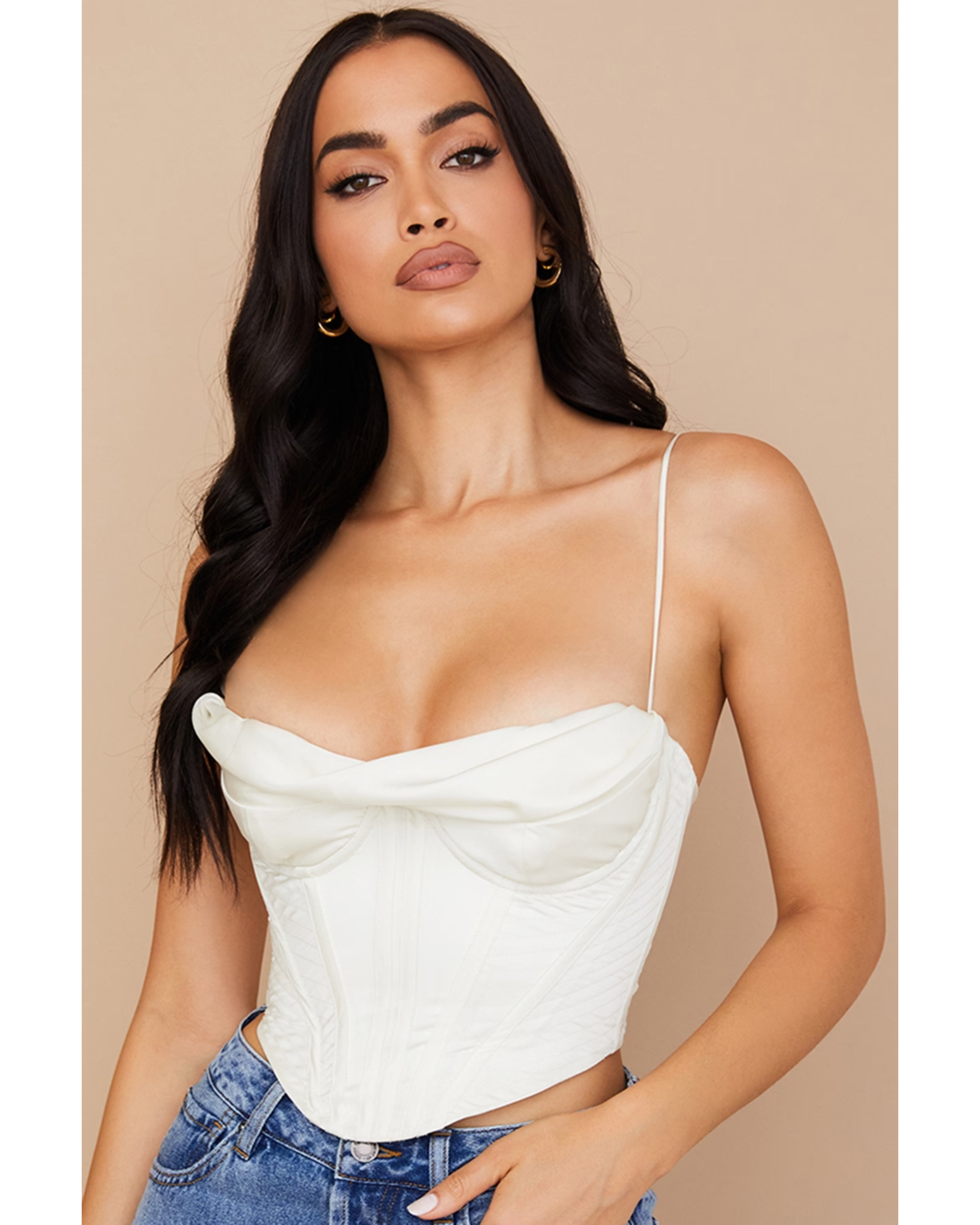 Bea Ivory Satin Draped Corset - Endless - UAE Rental and Resale for Women's Fashion