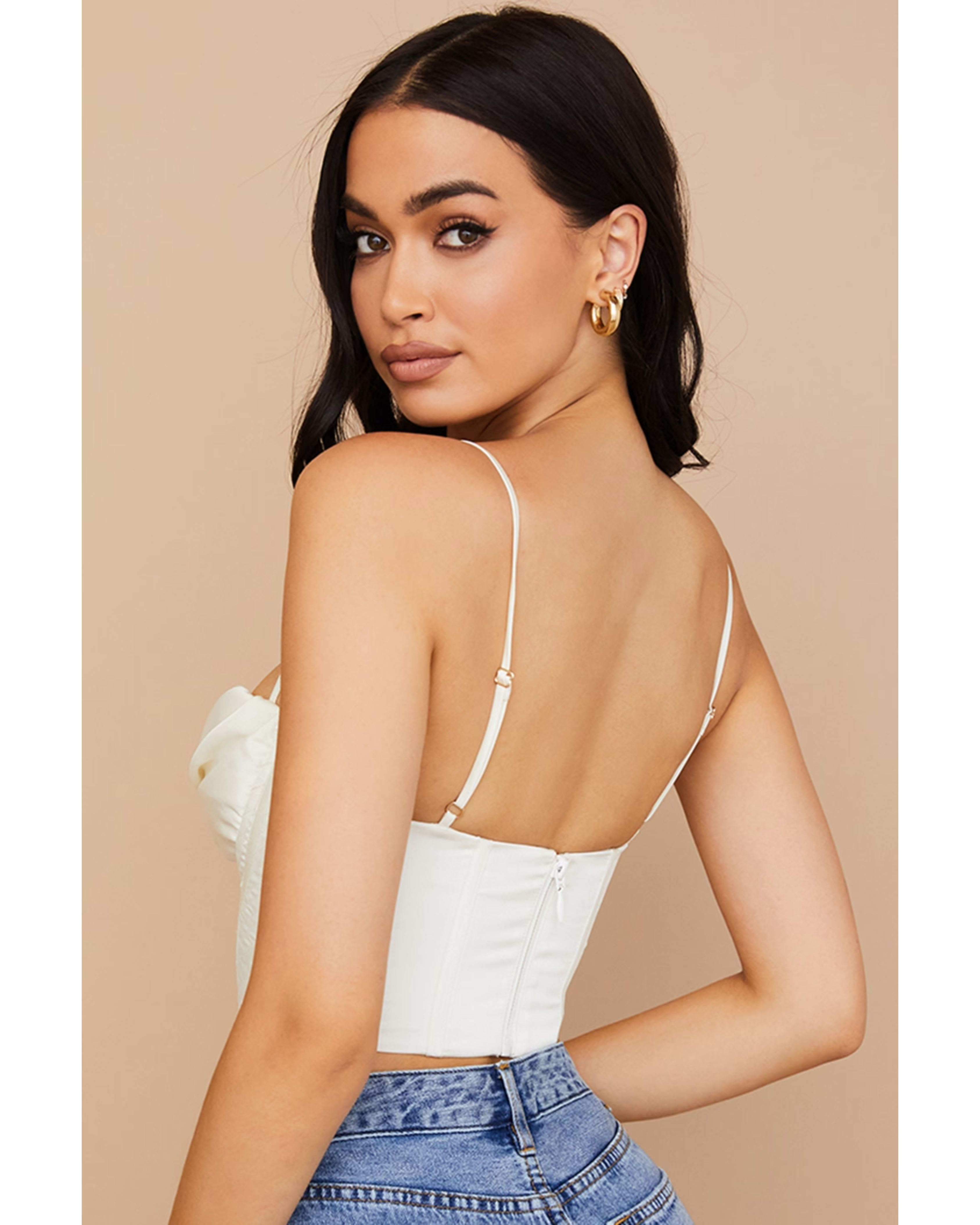 Bea Ivory Satin Draped Corset - Endless - UAE Rental and Resale for Women's Fashion