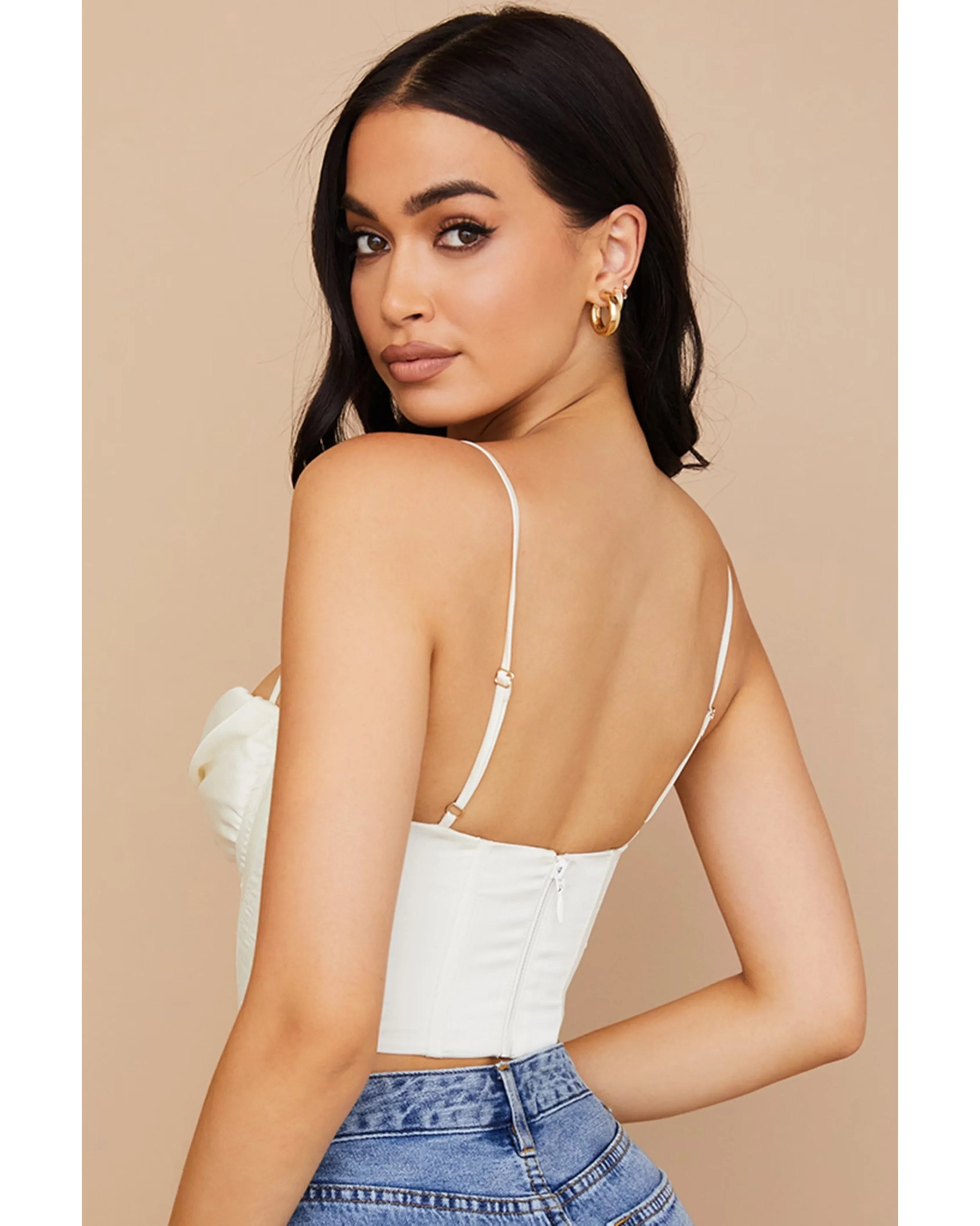 Bea Ivory Satin Draped Corset - Endless - UAE Rental and Resale for Women's Fashion