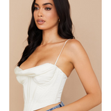 Bea Ivory Satin Draped Corset - Endless - UAE Rental and Resale for Women's Fashion